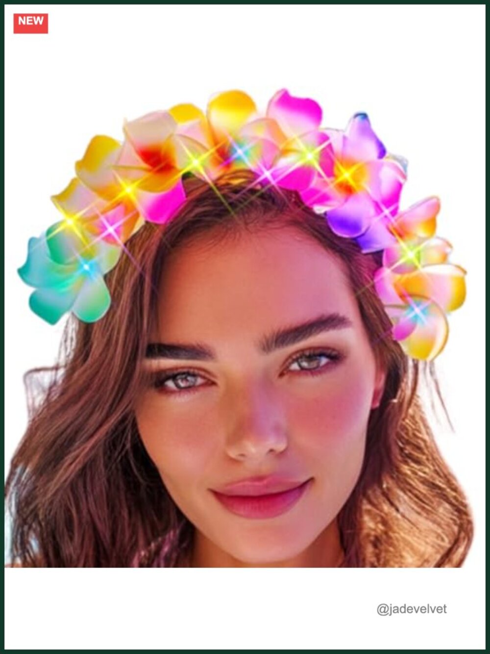 Light Up Hawaiian Plumeria Flower Headband Glow LED Costume Hair Accessory